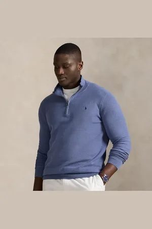 Ralph Lauren Big & Tall - Mesh-Knit Cotton Quarter-Zip Jumper