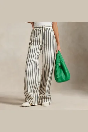 Ralph Lauren Striped Silk-Blend Wide-Leg Trouser