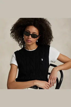 Ralph Lauren Cable-Knit Cotton Cropped Vest