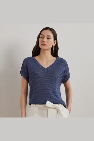 Ralph Lauren Linen-Blend Short-Sleeve V-Neck Jumper