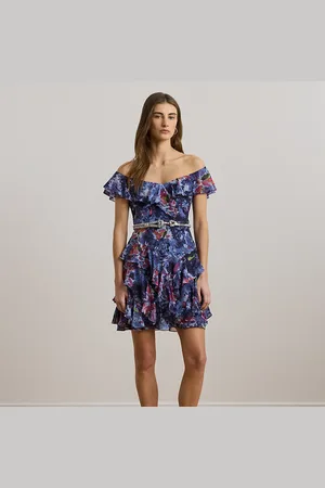 Ralph Lauren Print Off-the-Shoulder Cocktail Dress