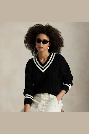 Ralph Lauren Aran-Knit Cotton Cricket Jumper