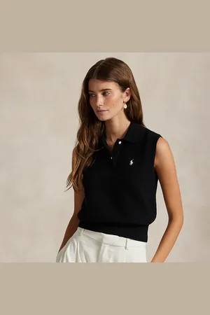 Ralph Lauren Cotton Cropped Sleeveless Polo Jumper