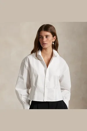 Ralph Lauren Cropped Cotton Poplin Tuxedo Shirt