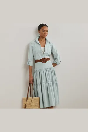 Ralph Lauren Chambray Tiered Midi Skirt