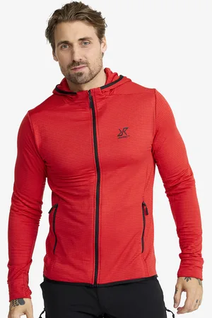 RevolutionRace Waffle Hoodie Miehet Mars Red, Koko:2XL - Miehet > Paidat > Fleece & Välikerrokset