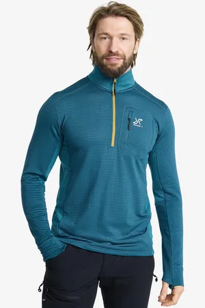 RevolutionRace Waffle Half-zip Fleece Miehet Moroccan Blue, Koko:XS - Miehet > Paidat > Fleece & Välikerrokset