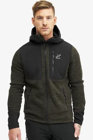 RevolutionRace Wander Pro Wool Hoodie Miehet Dark Olive, Koko:3XL - Miehet > Paidat > Fleece & Välikerrokset