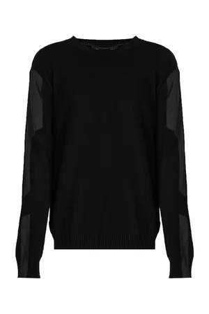 Les Hommes Neulepusero LKK112 603A | Classic Fit Jumper with Nylon Detail on Sleeves EU XXL