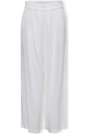 ONLY Housut Noos Tokyo Linen Trousers - Bright White EU S