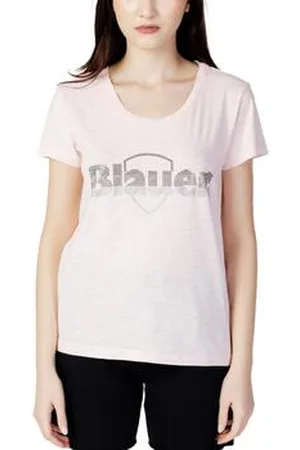Blauer Lyhythihainen t-paita LOGO PAILLETTES 23SBLDH02405-005707 EU XL