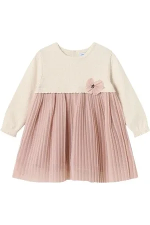 Mayoral Mekot 2906 VESTIDO COMBINADO PLISADO Rosa 6 kuukautta
