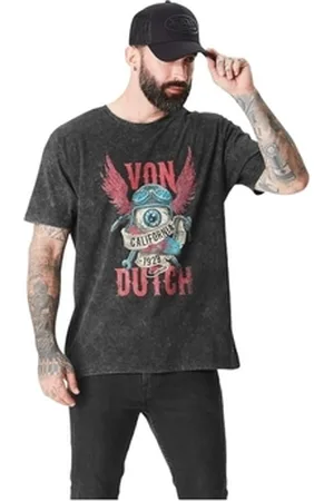 Von Dutch T-paidat & Poolot TEE SHIRT JERSEY AVEC LOGO ET ACID WASH EU S