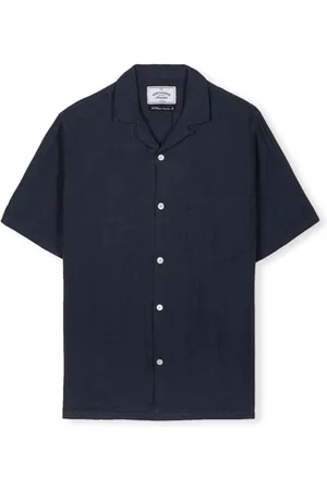 Portuguese Flannel Pitkähihainen paitapusero Linen Camp Collar Shirt - Navy EU S