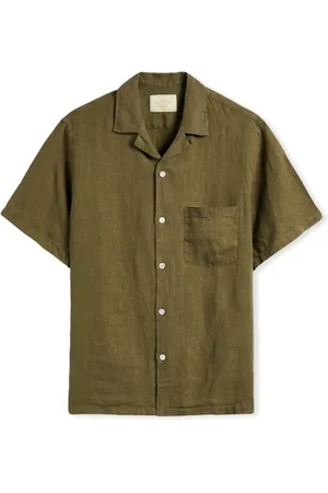 Portuguese Flannel Pitkähihainen paitapusero Linen Camp Collar Shirt - Olive EU S