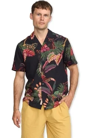 RVLT Pitkähihainen paitapusero Short Sleeved Cuban Shirt 3167 - Black EU M
