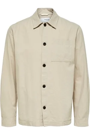SELECTED Pitkähihainen paitapusero Noos Linen Overshirt - Angora EU L
