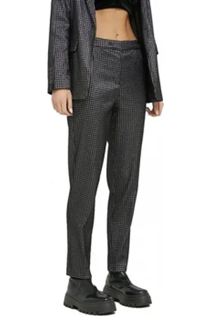 VILA Housut Trousers Shine 7/8 - Black/silver FR 34