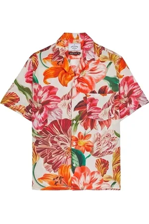 Portuguese Flannel Pitkähihainen paitapusero Flowers Shirt - Red EU L
