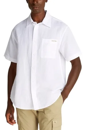 Calvin Klein Lyhythihainen paitapusero LINEN COTTON S/S J30J327296 EU XXL