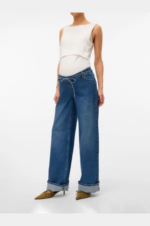 Mama;licious Wide Leg Fit Matala Vyötärö Farkut