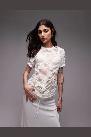Topshop Floral Applique Boxy Tee