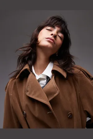 Topshop Mid Length High Break Faux Suede Jacket