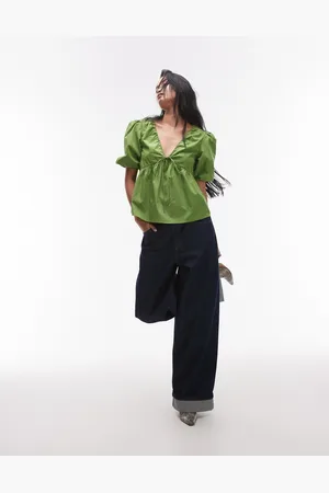 Topshop Poplin Puff Sleeve Top