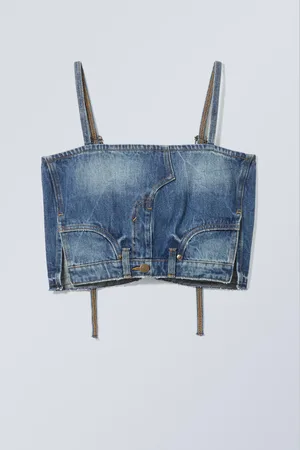 Weekday Bandeau Denim Strap Top