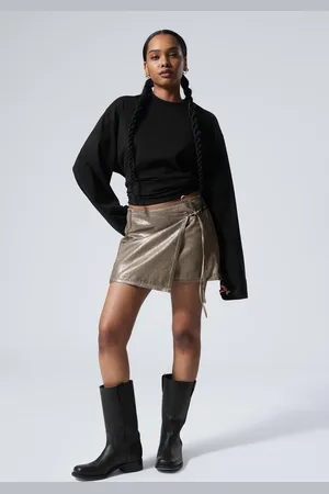 Weekday Low Metallic Mini Wrap Skirt