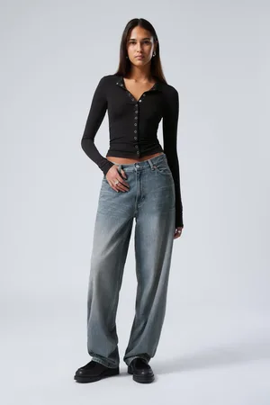 Weekday Rail Mid Rise Loose Wide Leg Jeans