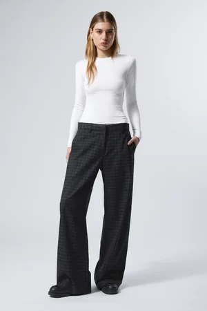 Weekday Checked Low Loose Suit Trousers