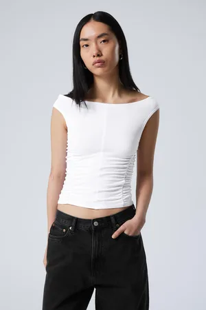 Weekday Ruched Off Shoulder Top