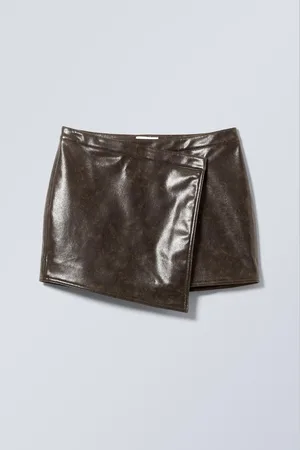 Weekday Pam Faux Leather Mini Skirt