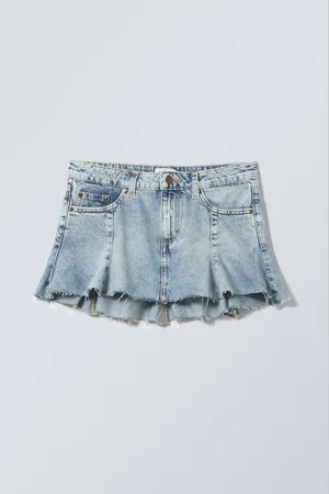Weekday Low Frayed Mini Denim Skirt