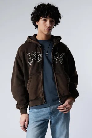 Weekday Boxy Embroidery Zip Hoodie