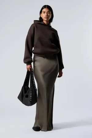 Weekday Low Rise Bias-Cut Satin Maxi Skirt