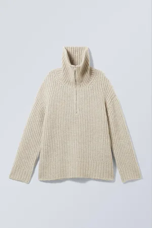 Weekday Rib-Knit Half-Zip Turtleneck Sweater