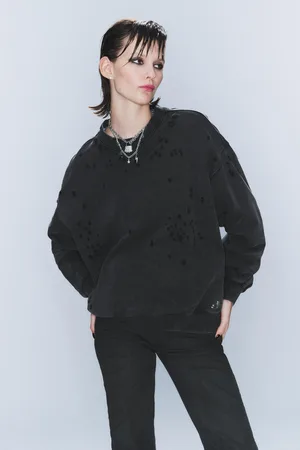 Cheap Monday CM x LB Loose Distressed Unisex Sweatshirt