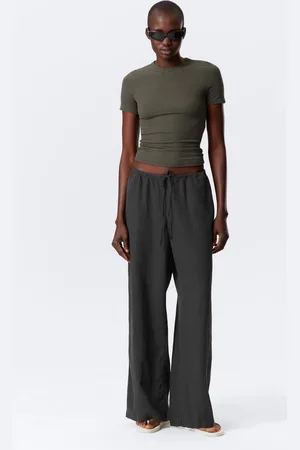 Weekday Low Rise Linen-Blend Trousers