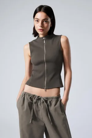 Weekday Sleeveless Ribbed Zip-Top