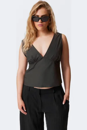 Weekday Sleeveless V-Neck Cotton Poplin Top