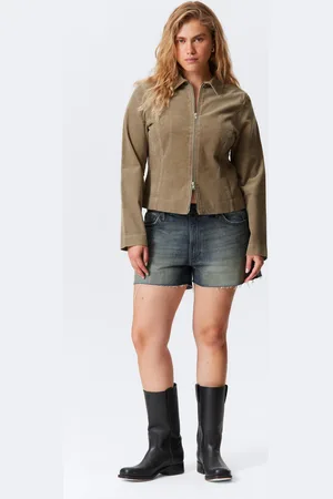 Weekday Duchess Low Rise Distressed Mini Denim Shorts