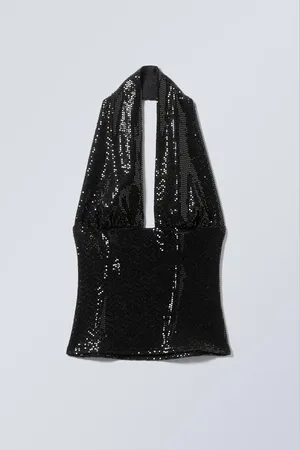 Weekday Deep Sequin Halterneck Top