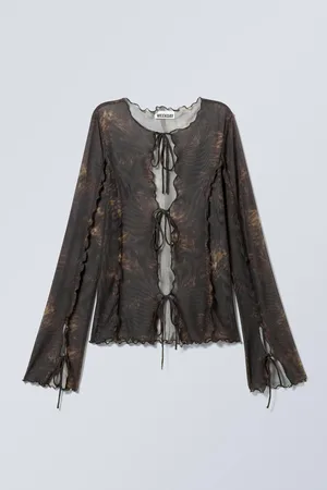 Weekday Long-Sleeved Mesh Tie Top