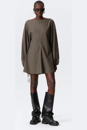 Weekday Cotton Poplin Tie-Detail Mini Dress
