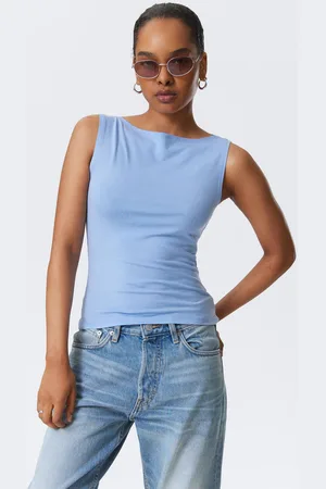 Weekday Annie Sleeveless Boat-Neck Lyocell Top