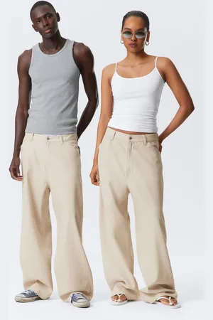 Weekday Astro Loose Baggy Leg Linen-Blend Trousers