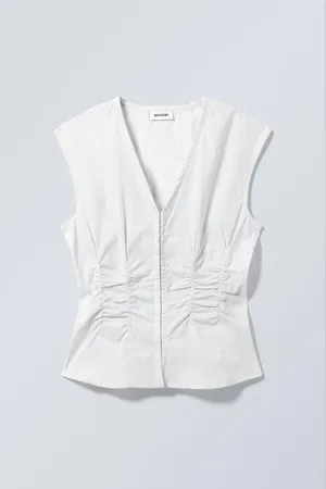 Weekday Sleeveless Gathered Poplin Top