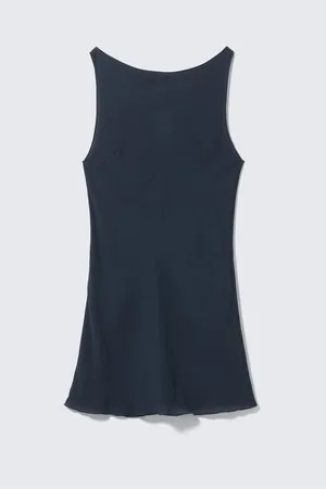 Weekday Sheer Sleeveless Boat-Neck Mini Dress